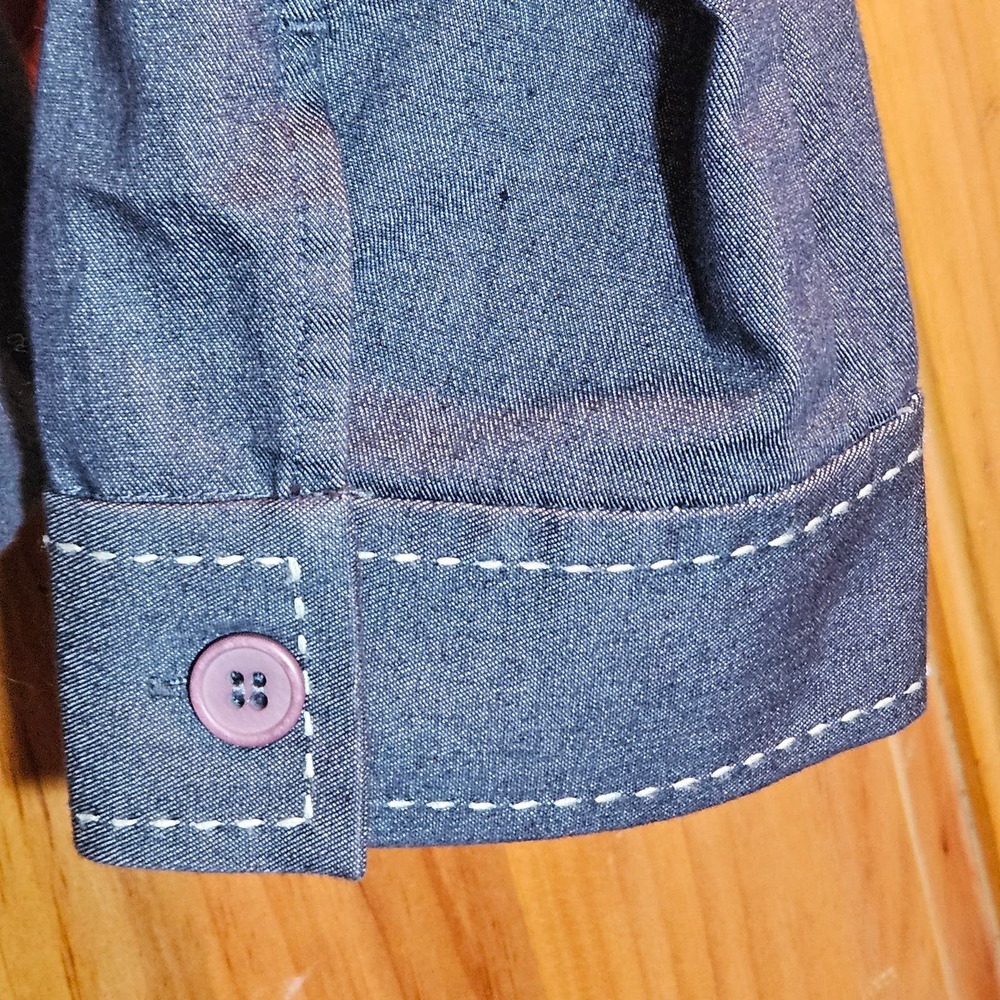 Women's Blue Denim-Look Sigrid Olsen Sport Zip Up Jacket Size Petite Small - Picture 6 of 11